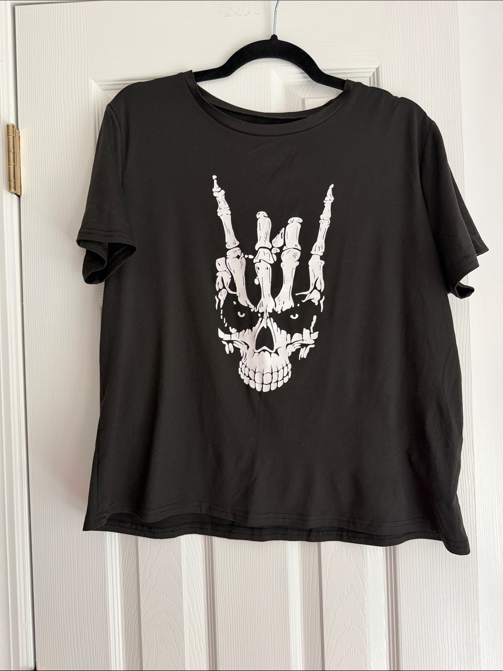 SHEIN Black Tank Top with White Skeleton Hand Graphic